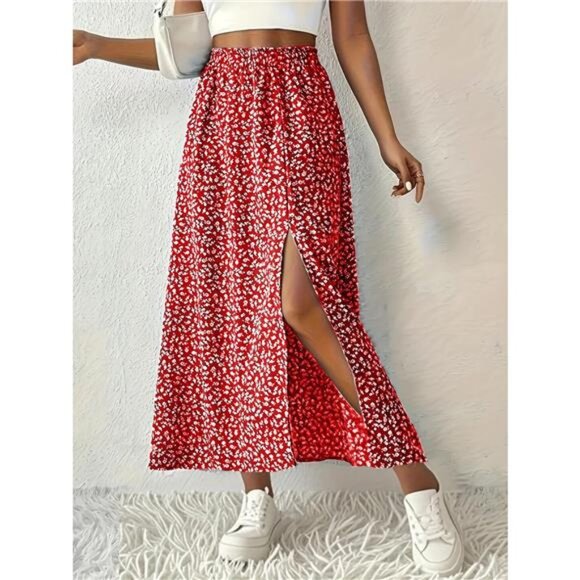 Slit Printed Skirt - Picture 5 of 10